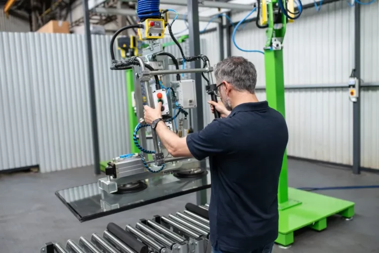 Deze geavanceerde INDEVA Liftronic ® Pro manipulator biedt maximale precisie en veiligheid. De op maat afgestelde vacuümtooling maakt het hanteren van zware en delicate materialen, zoals glas, ergonomisch, veilig en efficiënt. Perfect voor industriële toepassingen waar productiviteit en ergonomie centraal staan.